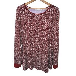 Susan Graver X-Large 18/20 Ultra SOFT Brushed Liquid Knit TOP Red Floral QVC XL